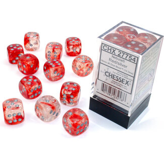 Chessex Red/silver - 12 Nebula Luminary 16mm D6 Dice Block