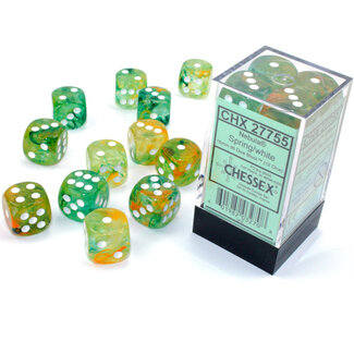 Chessex Spring/white - 12 Nebula Luminary 16mm D6 Dice Block
