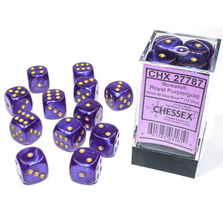Chessex Royal Purple/gold - 12 Borealis 16mm D6 Dice Block
