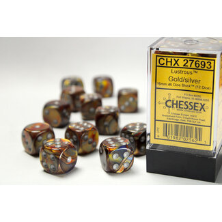 Chessex Gold/silver - 12 Lustrous 16mm D6 Dice Block
