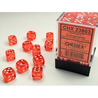 Chessex Orange/white - 36 Transulent 12mm D6 Dice Block