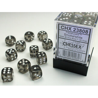 Chessex Smoke/white - 36 Transulent 12mm D6 Dice Block