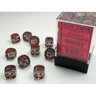 Chessex Smoke/red - 36 Transulent 12mm D6 Dice Block