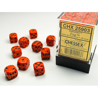 Chessex Fire - 36 Speckled 12mm D6 Dice Block