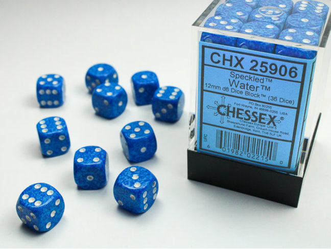 Chessex Water - 36 Speckled 12mm D6 Dice Block