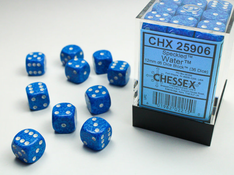 Chessex Chessex: Water - 36 Speckled 12mm D6 Dice Block