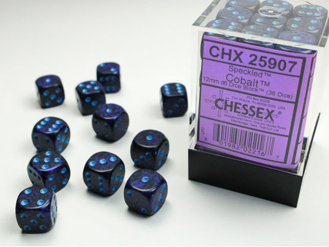 Chessex Cobalt - 36 Speckled 12mm D6 Dice Block