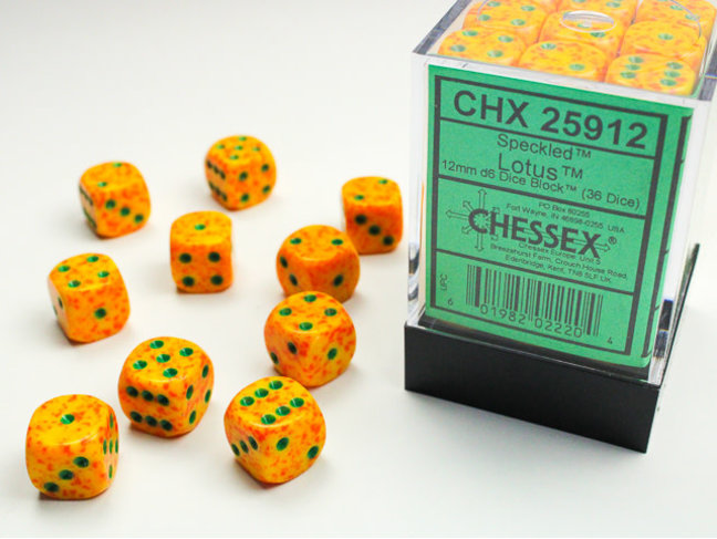 Chessex Lotus - 36 Speckled 12mm D6 Dice Block