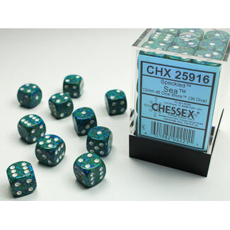 Chessex Sea - 36 Speckled 12mm D6 Dice Block