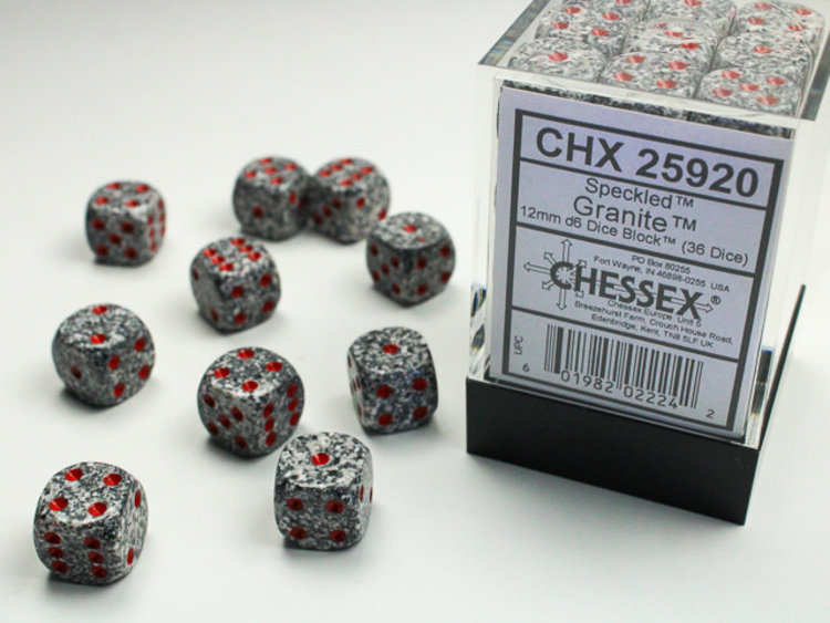 Chessex Chessex: Granite - 36 Speckled 12mm D6 Dice Block