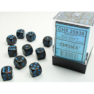 Chessex Blue Stars - 36 Speckled 12mm D6 Dice Block