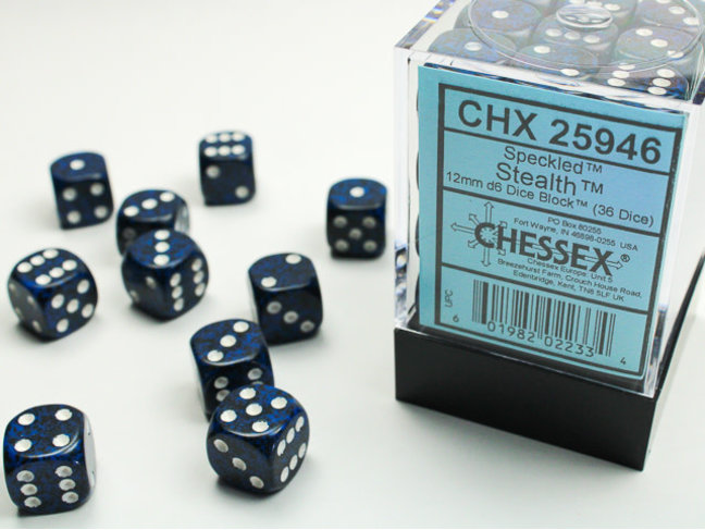 Chessex Stealth - 36 Speckled 12mm D6 Dice Block
