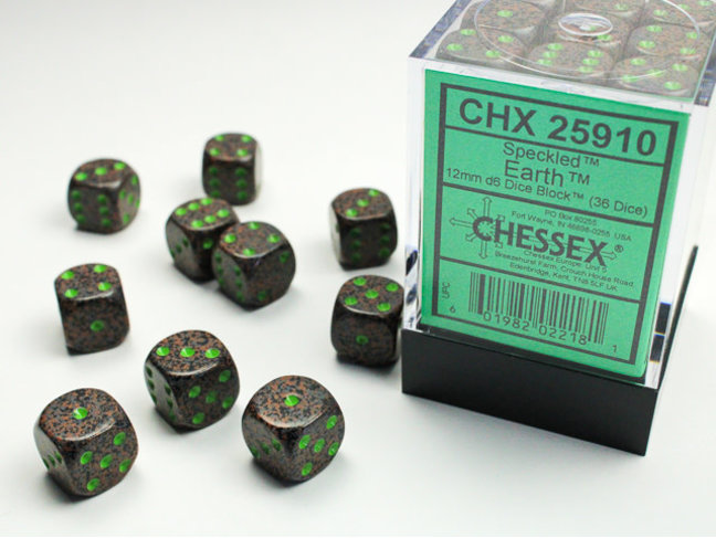 Chessex Earth - 36 Speckled 12mm D6 Dice Block