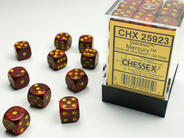 Chessex Mercury - 36 Speckled 12mm D6 Dice Block