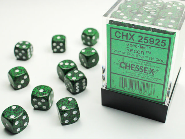 Chessex Recon - 36 Speckled 12mm D6 Dice Block