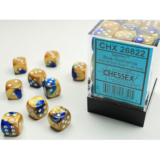 Chessex Blue-Gold/white - 36 Gemini 12mm D6 Dice Block