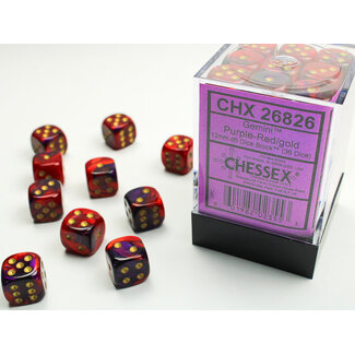 Chessex Purple-Red/gold - 36 Gemini 12mm D6 Dice Block