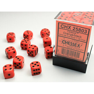 Chessex Orange/black - 36 Opaque 12mm D6 Dice Block