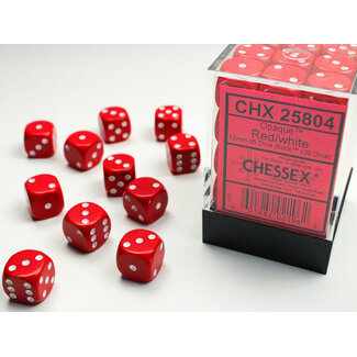 Chessex Red/white - 36 Opaque 12mm D6 Dice Block