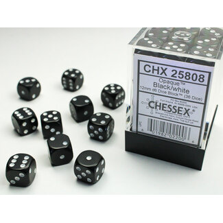 Chessex Black/white - 36 Opaque 12mm D6 Dice Block