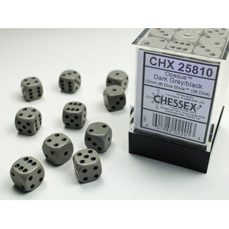 Chessex Dark Grey/black - 36 Opaque 12mm D6 Dice Block