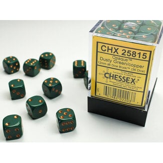 Chessex Dusty Green/copper - 36 Opaque 12mm D6 Dice Block