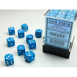 Chessex Light Blue/white - 36 Opaque 12mm D6 Dice Block