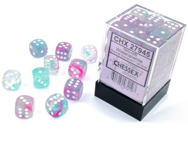 Chessex Wisteria/white - 36 Nebula 12mm D6 Dice Block