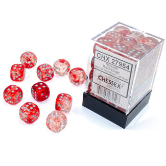 Chessex Red/silver - 36 Nebula 12mm D6 Dice Block