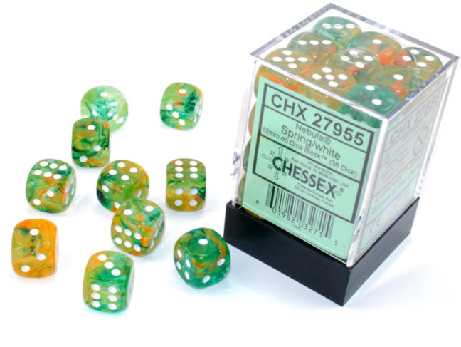 Chessex Spring/white - 36 Nebula 12mm D6 Dice Block