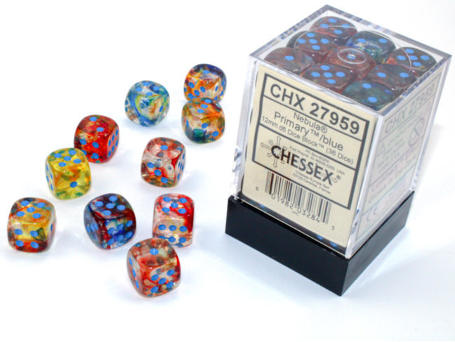 Chessex Primary/blue - 36 Nebula 12mm D6 Dice Block