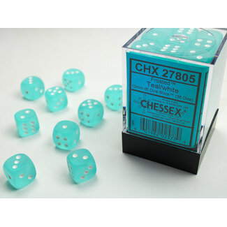 Chessex Teal/white - 36 Frosted 12mm D6 Dice Block