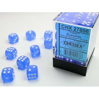 Chessex Blue/white - 36 Frosted 12mm D6 Dice Block