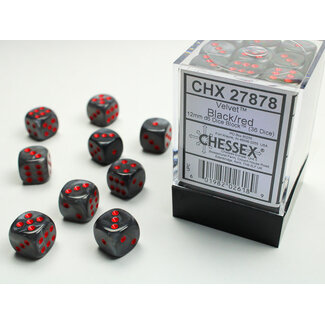 Chessex Black/red - 36 Velvet 12mm D6 Dice Block