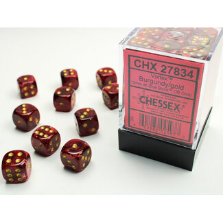 Chessex Burgundy/gold - 36 Vortex 12mm D6 Dice Block