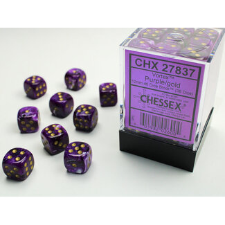 Chessex Purple/gold - 36 Vortex 12mm D6 Dice Block