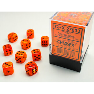 Chessex Orange/black - 36 Vortex 12mm D6 Dice Block