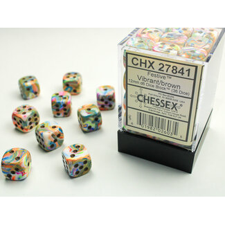 Chessex Vibrant/brown - 36 Festive 12mm D6 Dice Block