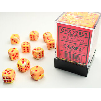Chessex Sunburst/red - 36 Festive 12mm D6 Dice Block