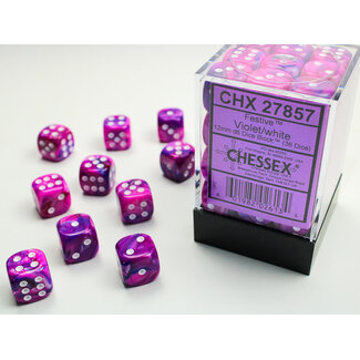 Chessex Violet/white - 36 Festive 12mm D6 Dice Block