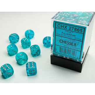 Chessex Aqua/silver - 36 Festive 12mm D6 Dice Block