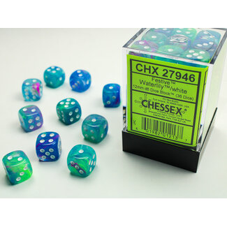 Chessex Waterlily/white - 36 Festive 12mm D6 Dice Block