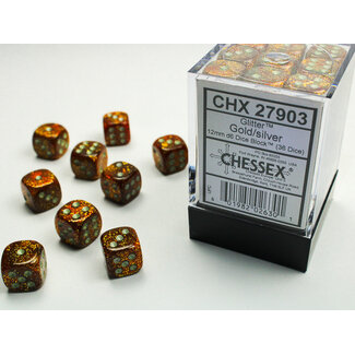 Chessex Gold/silver - 36 Glitter 12mm D6 Dice Block