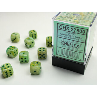 Chessex Green/dark green - 36 Marble 12mm D6 Dice Block