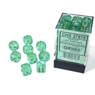 Chessex Light Green/gold - 36 Borealis 12mm D6 Dice Block