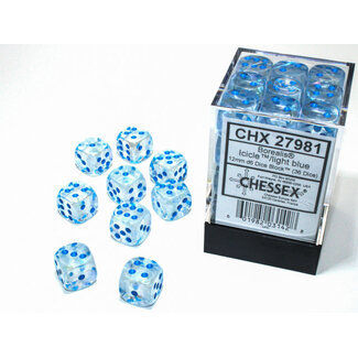 Chessex Icicle/light blue - 36 Borealis Luminary 12mm D6 Dice Block