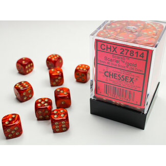 Chessex Scarlet/gold - 36 Scarab 12mm D6 Dice Block
