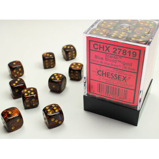 Chessex Blue Blood/gold - 36 Scarab 12mm D6 Dice Block