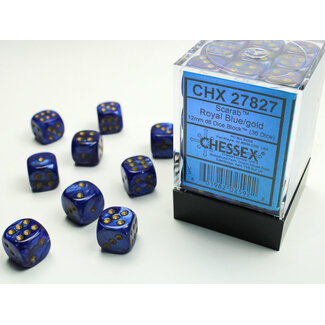 Chessex Royal Blue/gold - 36 Scarab 12mm D6 Dice Block
