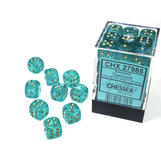 Chessex Teal/gold - 36 Borealis 12mm D6 Dice Block
